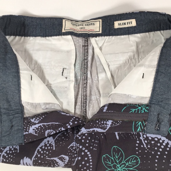 Vintage Genes 1891 | Orig Flat Front Shorts Floral Pattern | Mens Sz W30 Slimfit - Picture 4 of 7